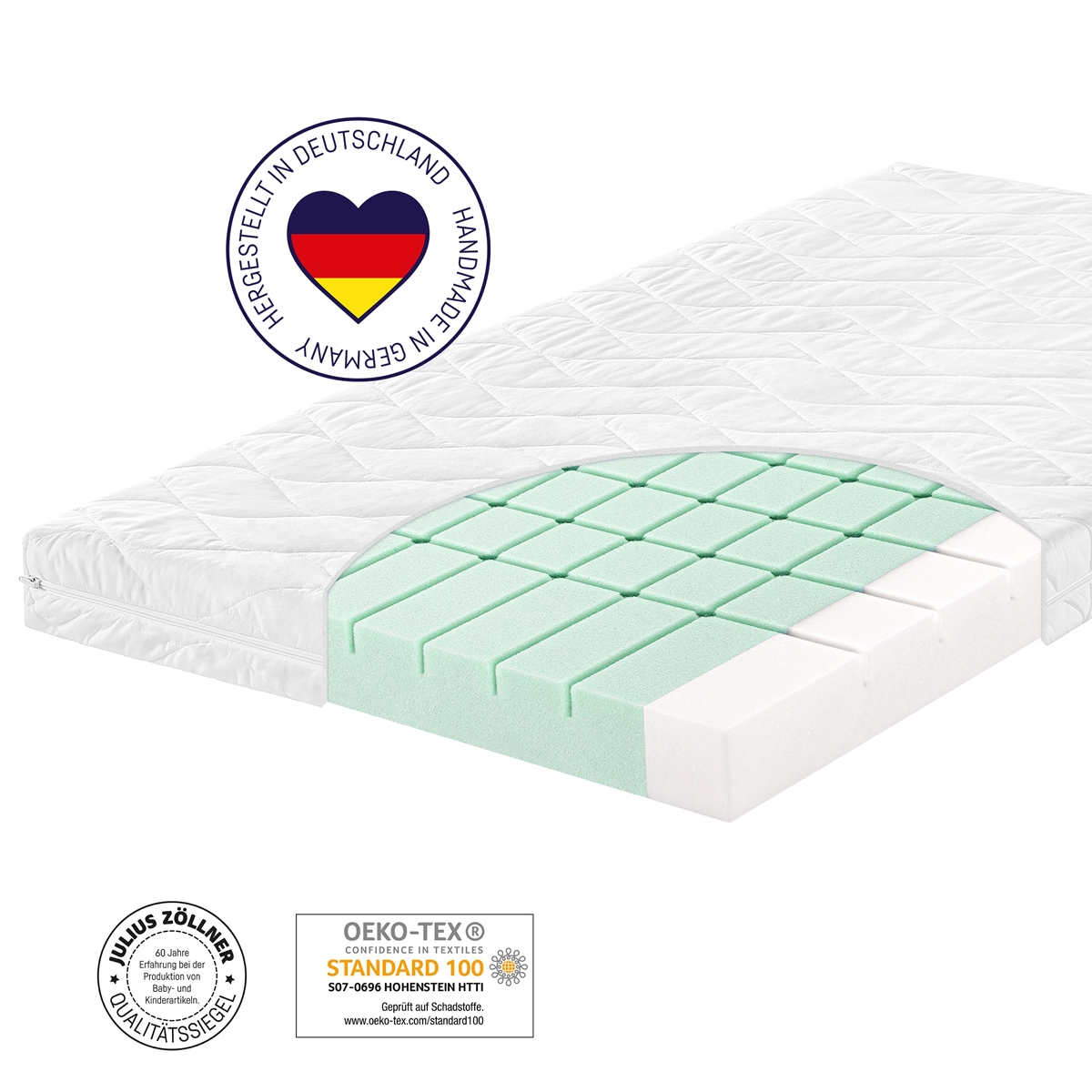 Julius Zöllner Babymatratze Compact – 70x140 Cm, 6 Cm Hoch, Mit Tragetasche