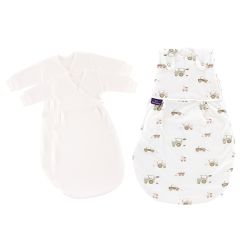 Träumeland Babyschlafsack LIEBMICH 3tlg. Set Little Farm grün Größe 56/62