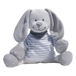 Babiage Doodoo Einschlafhilfe Hase Streifen grau Plüschtier mit Sound Spieluhr