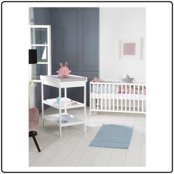 Roba Kids Kinderzimmerset Wickelkommode + Beistellbett weiß Style Silbergrau