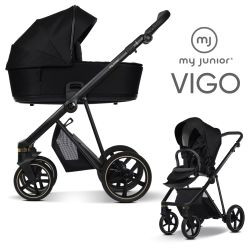My Junior VIGO 2in1 Kinderwagen-Set - Satin Black - XXL-Zubehörpaket