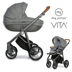 My Junior VITA 2 - 2in1 Kinderwagen-Set - Grey Dots - XXL-Zubehörpaket