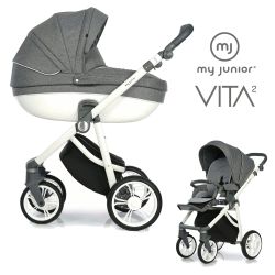 My Junior VITA 2 - 2in1 Kinderwagen-Set - Denim Light Grey - XXL-Zubehörpaket