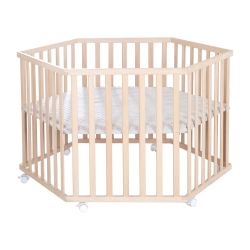 roba Laufgitter 6-eckig + Schutzeinlage Lil Planet grau Massivholz