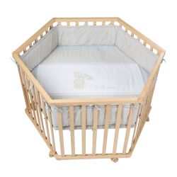 Roba Laufgitter Liebhabär 6-eckig sicheres Schutzeinlage & Rollen natur