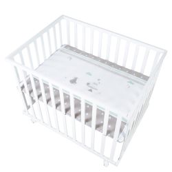 Roba Kids Laufgitter inkl. Schutzeinlage mit Rollen Indibär - weiß