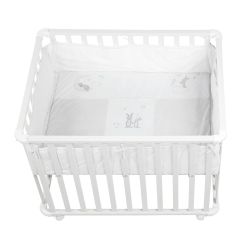 Roba Laufgitter Fox & Bunny 75x100cm Schutzeinlage & Rollen Holz weiß