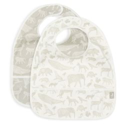 Jollein Lätzchen wasserdicht ca. 40 cm Animals Olive Green 2er Pack