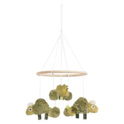 Fehn Holz-Mobile Chamäleon Lazy, Crazy & Pink Khaki/Olive