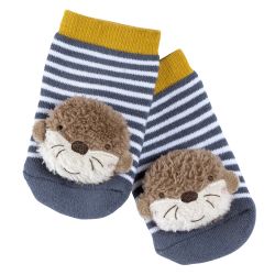 Fehn Otter Theo Rasselsocken Otter Blau/Braun 12 cm