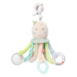 Fehn Activity-Oktopus 30cm Rassel Spielzeug mit Klemme Meereskinder