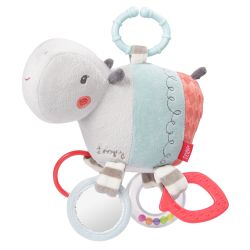 Fehn Loopy & Lotta Activity-Tier Nilpferd mit C-Ring Rassel und Spiegel