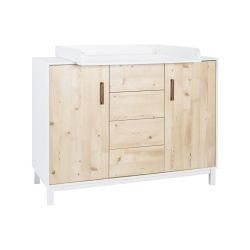 Schardt Timber Pinie Wickelkommode 2 Türen, 4 Schübe, weißgrau / Henson