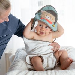 Fehn Kapuzenbadetuch Bruno Bär 80 x 80 cm Baby Badetuch mit Kapuze Poncho