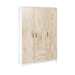 Schardt Timber Pinie Schrank 3 Türen, 2 Schübe, weißgrau / Henson Pine