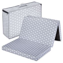 Bambini klappbare Reisebettmatratze Reisematratze 120x60 cm Sterne grau
