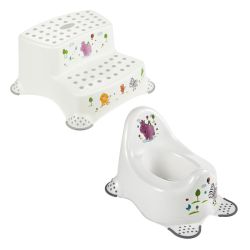 Keeeper 2-teiliges Set HIPPO Schemel zweistufig & Kindertopf / Töpfchen weiß