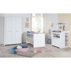 roba Zimmer Set Lilo Gitterbett Wickelkommode Kleiderschrank weiß lackiert