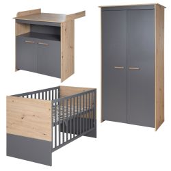 roba Babyzimmer Set Anna 3-teilig Bett Wickelkommode Kinderkleiderschrank