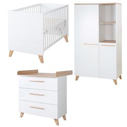 roba Babyzimmer Set Leon 3-teilig Bett Wickelkommode Schrank Othello Eiche