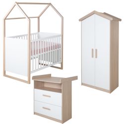 roba Babyzimmer Set Cabane 3-teilig Beistellbett Wickelkommode Schrank
