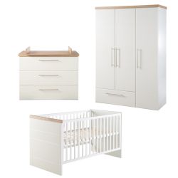 Roba Zimmerset Nele 3-teilig Kinderbett 70x140 Wickelkommode Schrank 3-türig