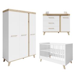Roba Kids Kinderzimmerset Lenn Bett Wickelkommode Schrank - weiß