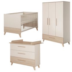 roba Kinderzimmer Set 3-teilig Sidney Bett Kommode Schrank Cashmere / Eiche