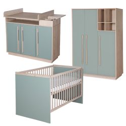 roba Babyzimmer 3tlg Selva Bett Kommode Schrank Reed Green Virginia Chestnut
