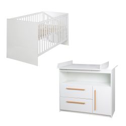 roba Babymöbel Set 2-teilig Lilo Kinderbett 70x140 cm Wickelkommode Weiß