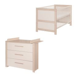 roba Babymöbel Set 2-teilig Momo Bett Wickelkommode Cashmere Tristan Eiche