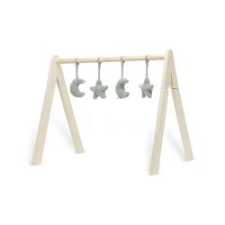 Jollein Holz Babygym mit Spielzeug zum abnehmen Spielzeug Moon ash green