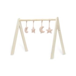 Jollein Holz Babygym mit Spielzeug zum abnehmen Spielzeug Moon pale pink
