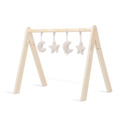 Jollein Holz Babygym mit Spielzeug zum abnehmen Mond & Sterne Moon nougat