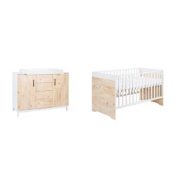 Schardt Kinderzimmer-Set Timber Pinie Bett, Umbauseiten und Wickelkommode 