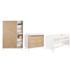 Schardt Kinderzimmer Set Fishbone 4-teilig Schrank Kinderbett Wickelkommode