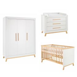 Schardt Kinderzimmer Set 4-teilig Miami White mit 3-türigen Kleiderschrank