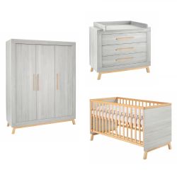 Schardt Kinderzimmer Set 4-teilig Miami Grey mit 3-türigen Kleiderschrank