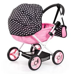 Bayer Design Puppenwagen Cosy Herzchen Schleife rosa schwarz