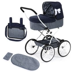 Bayer Design Puppenwagen Klassik blau grau Schleife inkl. Zubeh&ouml;r