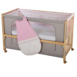 Roba Room Bed Kinderbett Beistellbett Glücksengel rosa 60x120 cm Holz natur