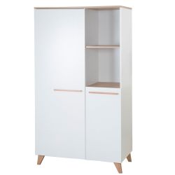 roba Kleiderschrank 2-türig Leon Schrank zwei Fächer Weiß Dekor Othello Eiche