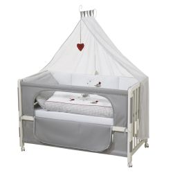 Roba Room Bed Kinderbett Beistellbett Adam & Eule 60x120 cm weiß lackiert