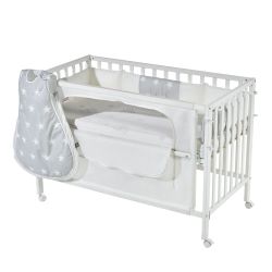 roba Room Bed safe asleep 60x120 cm Sterne grau Beistellbett weiß lackiert