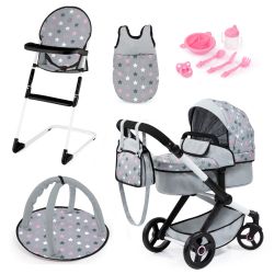 Bayer Design Kombi-Puppenwagen Xeo Deluxe Set Sterne grau
