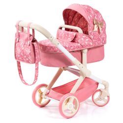 Bayer Design Kombi-Puppenwagen Xeo mit Wickeltasche Blumen Rosen rosa