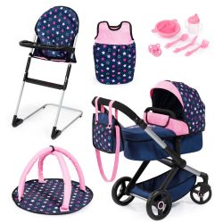 Bayer Design Kombi-Puppenwagen Xeo Deluxe Set Sterne blau-rosa