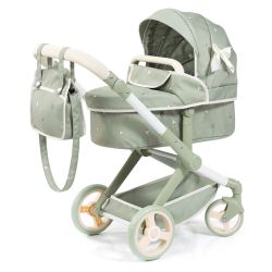 Bayer Design Kombi-Puppenwagen Xeo mit Wickeltasche grün Blumen Schleife