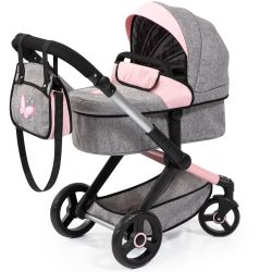 Bayer Design Kombi-Puppenwagen Xeo Schmetterling grau rosa