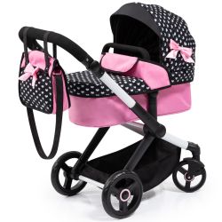Bayer Design Kombi-Puppenwagen Xeo Herzchen schwarz rosa